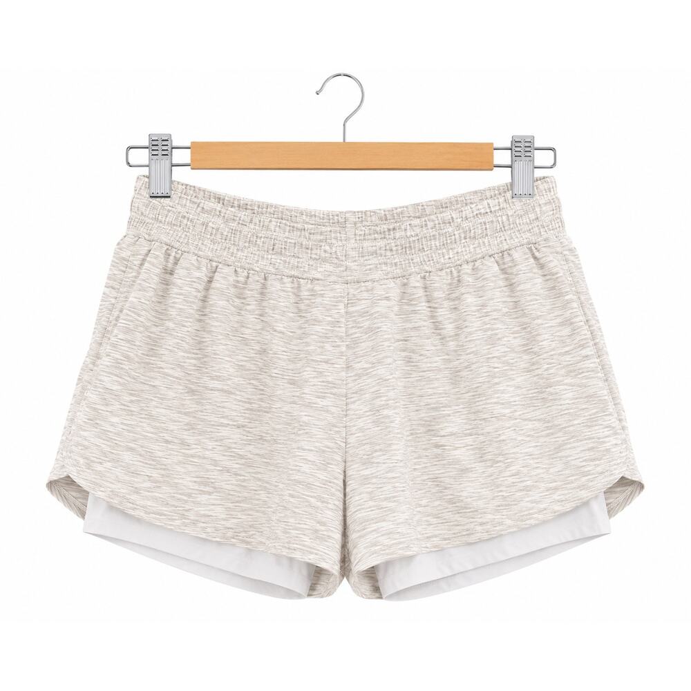 DSG Tan Beige Running Shorts Medium Athletic Lined Workout Gym Activewear